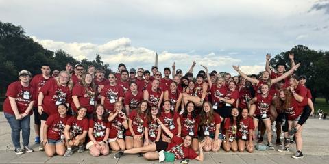 Youth Tour delegates posing at Washington Monument