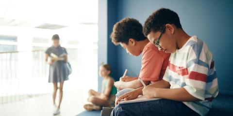 Children working on schoolwork