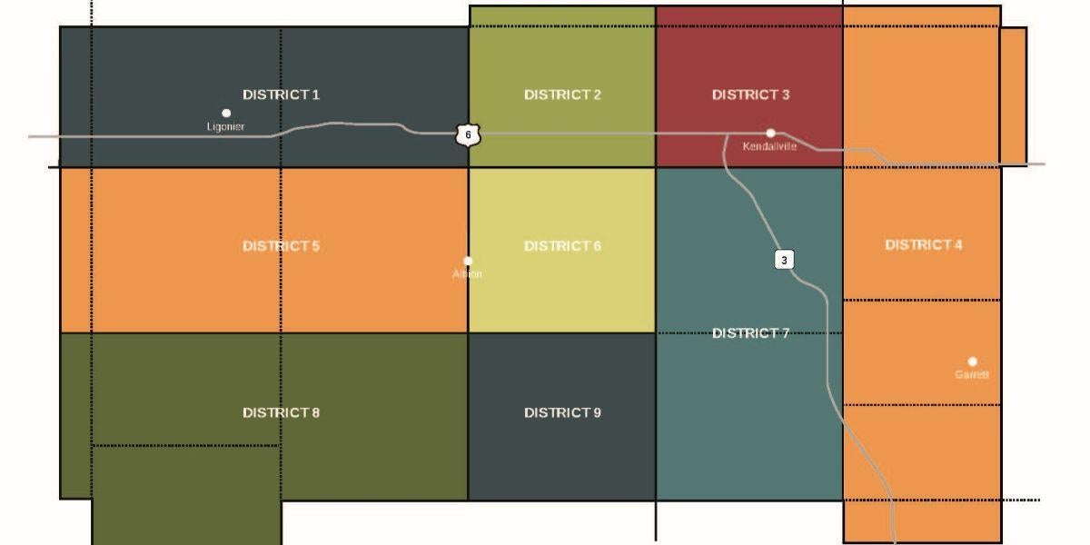Graphic of Noble REMC districts